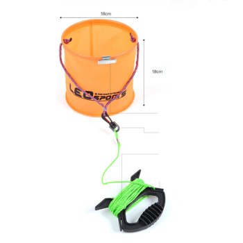 2018 Nye Eva Sammenklappelig Spand med Vand Fiskeri Taske Med 5m 32 Flettet Nylon Reb Udendørs Bærbare Fiskeri Værktøjer Tønde 18x18cm 190g